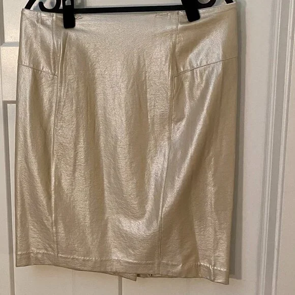 NEVER WORN! Lyssé Vegan Leather Metallic “Perfect” Pencil Skirt – Size L - Picture 1 of 6